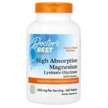 Микроэлемент Магний Doctor's Best High Absorption Magnesium Lisinate Glycinate 100% Chelated 240 Tabs DRB-00087