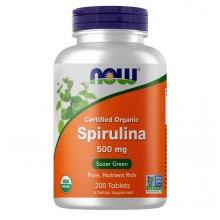 Спирулина NOW Foods Spirulina Certified Organic 500 mg 200 Tabs