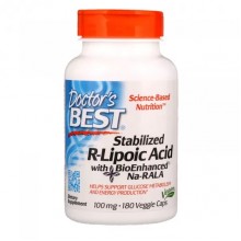 Альфа-липоевая кислота Doctor's Best Stabilized R-Lipoic Acid with BioEnhanced Na-RALA 100 mg 180 Caps