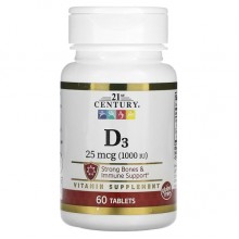 Витамин D 21st Century Vitamin D3 1000 IU 25 mcg 60 Tabs