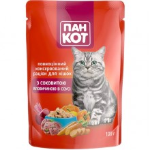 Пан Кот Говядина в соусе, пауч 100г (24шт/уп). Пан Кот Говядина в соусе, пауч 100г (24шт/уп).