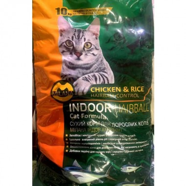  NutraFiveStars Милана Индор Хайрбол MILANA Indoor Hairball Сухой корм для взрослых кошек с функцией выведения шерсти. 10 кг.