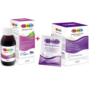 Комплекс для профилактики иммунной системы у детей Pediakid Комплекс "Часто болеет " Immuno Fort 125 ml Blueberry + Probiotiques-10M 10 sachets