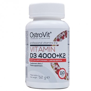 Витамин D для спорта OstroVit Vitamin D3 4000+K2 110 Tabs