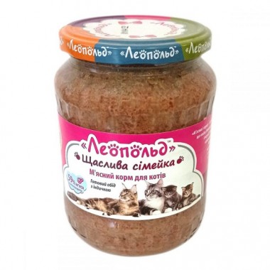 Леопольд Готовый обед с индейкой для кошек, стеклянная банка 670 г (6 шт/уп)  Леопольд Готовый обед с индейкой для кошек, стеклянная банка 670 г (6 шт/уп)
