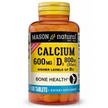 Витамин D Mason Natural D3 800 МЕ, Calcium 600 mg with Vitamin D3 800 IU 100 Tabs
