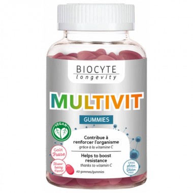 Мультивитамины Biocyte Multivit Gummies 60 Gummies Strawberry Flavor