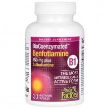 Тиамин Natural Factors BioCoenzymated Benfotiamine plus Sulbutiamine 30 Veg Caps Тиамин Natural Factors BioCoenzymated Benfotiamine plus Sulbutiamine 30 Veg Caps