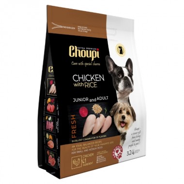 CHOUPI сухой корм для собак малых и средних пород 3,2 кг, Курица с Рисом  CHOUPI сухой корм для собак малых и средних пород 3,2 кг, Курица с Рисом