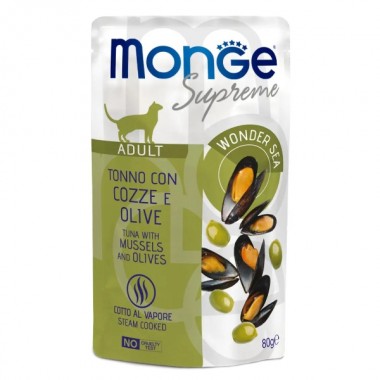  MONGE CAT WET Adult тунец с мидиями и оливками 0,08