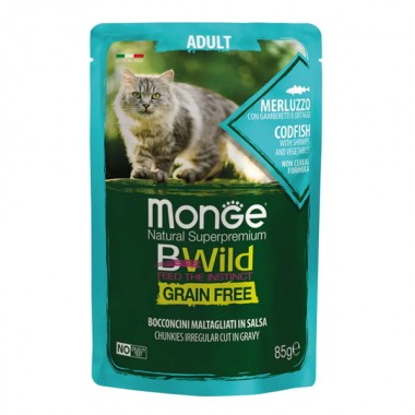  Monge Cat Wet Bwild Grain Free треска с креветками и овощами 0,085 Кг
