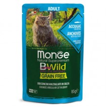 Влажный корм для котов Monge Cat Wet Bwild Grain Free анчоус с овощами 0,085 Кг