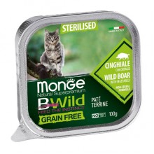 Влажный корм для котов Monge Cat Wet Bwild Grain Free Sterilised кабан с овощами 0,1 Кг Влажный корм для котов Monge Cat Wet Bwild Grain Free Sterilised кабан с овощами 0,1 Кг