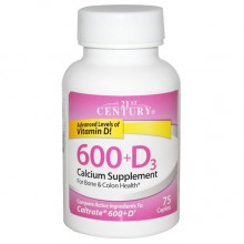 Витаминно-минеральный комплекс 21st Century Calcium 600+D3 75 Caplets