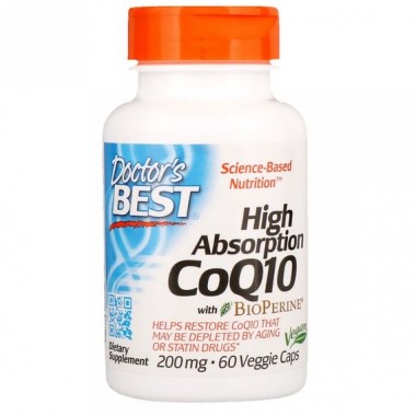 Коэнзим Doctor's Best High Absorption CoQ10 with BioPerine 200 mg 60 Veg Caps