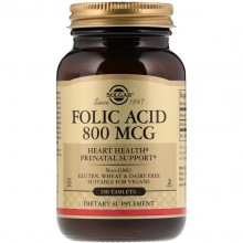 Фолиевая кислота Solgar Folic Acid 800 mcg 250 Tabs Фолиевая кислота Solgar Folic Acid 800 mcg 250 Tabs
