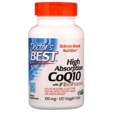 Коэнзим Doctor's Best High Absorption CoQ10 with BioPerine 100 mg 120 Veg Caps DRB-00188