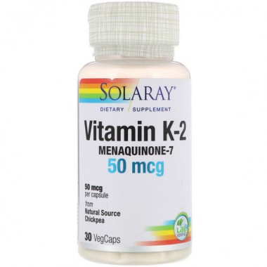 Витамин K Solaray Vitamin K-2, Menaquinone-7 50 mcg 30 Veg Caps SOR-36153 Витамин K Solaray Vitamin K-2, Menaquinone-7 50 mcg 30 Veg Caps SOR-36153