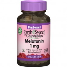 Мелатонин для сна Bluebonnet Nutrition Earth Sweet Chewables Melatonin 1 mg 60 Chewable Tabs Natural Raspberry Flavor BLB0990