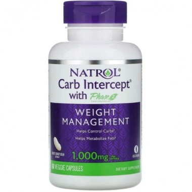 Комплекс для снижения веса Natrol Carb Intercept with Phase 2 Carb Controller 1000 mg 60 Veg Caps NTL-16176 Комплекс для снижения веса Natrol Carb Intercept with Phase 2 Carb Controller 1000 mg 60 Veg Caps NTL-16176