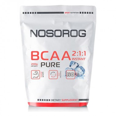 Аминокислота BCAA для спорта Nosorog Nutrition BCAA 2:1:1 200 g /36 servings/ Pure Аминокислота BCAA для спорта Nosorog Nutrition BCAA 2:1:1 200 g /36 servings/ Pure