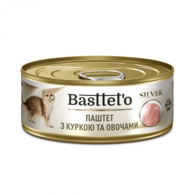  Basttet'o Silver для кошек Паштет с курицей и овощами, жб 85 г