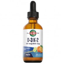 Комплекс Витамин D3+K2 KAL Vitamin D-3 K-2 Drop Ins, 2 fl oz 59 ml Natural Citrus Flavor CAL41369