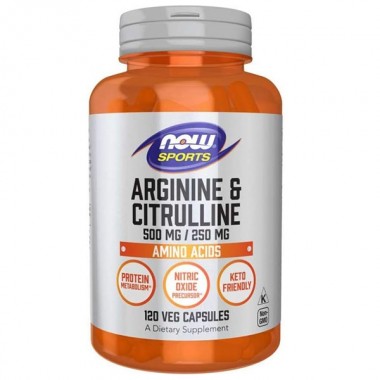 Аргинин NOW Foods Arginine And Citruline, 500mg/250 mg 120 Veg Caps