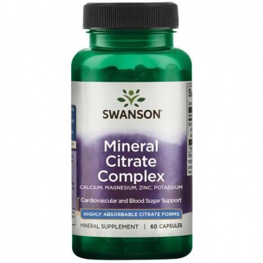 Мультиминеральный комплекс Swanson Mineral Citrate Complex Calcium, Magnesium, Zinc, Potassium 60 Caps