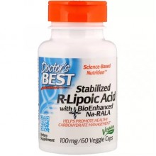 Альфа-липоевая кислота Doctor's Best Stabilized R-Lipoic Acid with BioEnhanced Na-RALA 100 mg 60 Caps