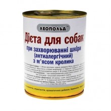 Леопольд Диета при заболевании кожи с мясом кролика для собак 360 г ж/б
