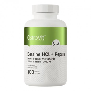 Энзимы для спорта OstroVit Betaine HCl + Pepsin 100 Caps Энзимы для спорта OstroVit Betaine HCl + Pepsin 100 Caps