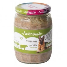 Леопольд Мясной корм с говядиной и сердцем для собак Стеклянная банка 670 г (6 шт/уп) Леопольд Мясной корм с говядиной и сердцем для собак Стеклянная банка 670 г (6 шт/уп)