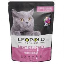 Леопольд Мясной деликатес с мясом индейки для кошек, пауч 500 г (12шт/уп)