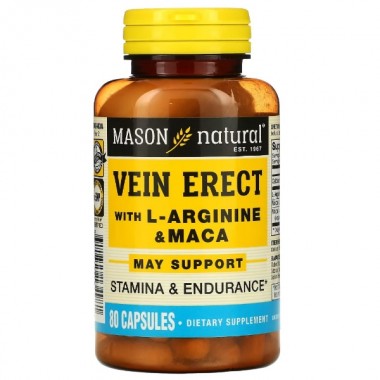 Комплекс для профилактики репродуктивной функии у мужчин Mason Natural Vein Erect with L-Arginine & Maca 80 Caps