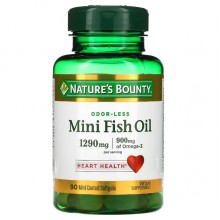 Омега 3 Nature's Bounty Mini Fish Oil 1290 mg Odor-Less 90 Caps