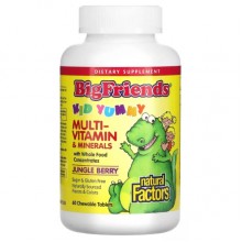 Витаминно-минеральный комплекс для детей Natural Factors Big Friends Multi-Vitamin & Minerals 60 Chewable Tabs Jungle Berry