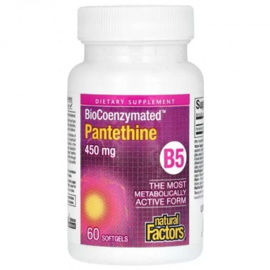 Пантотеновая кислота Natural Factors BioCoenzymated B5 Pantethine 450 mg 60 Softgels Пантотеновая кислота Natural Factors BioCoenzymated B5 Pantethine 450 mg 60 Softgels