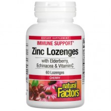 Экстракты для повышения иммунитета Natural Factors Zinc Lonzenges, With Elderberry, Echinacea & Vitamin C 60 Lozenges Cherry Cherry