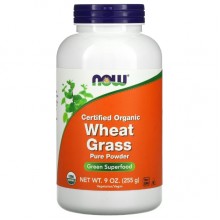 Клетчатка NOW Foods Certified Organic Wheat Grass, Pure Powder 255 g /24 servings/