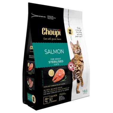 CHOUPI сухой корм для стерилизованных кошек всех пород 1,6 кг, Лосось  CHOUPI сухой корм для стерилизованных кошек всех пород 1,6 кг, Лосось