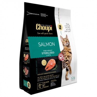 CHOUPI сухой корм для стерилизованных кошек всех пород 3,2 кг, Лосось  CHOUPI сухой корм для стерилизованных кошек всех пород 3,2 кг, Лосось