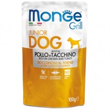 Влажный корм для собак Monge Dog Wet GRILL Puppy & Junior курица с индейкой 0,1 Кг