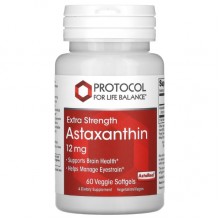Астаксантин Protocol for Life Balance Astaxanthin, Extra Strength 12 mg 60 Veg Softgels