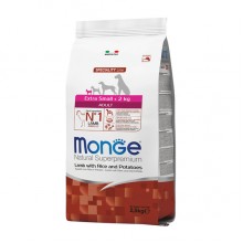 Сухой корм для собак Monge Dog Extrasmall Adult ягненок, рис и картофель 2,5 Кг
