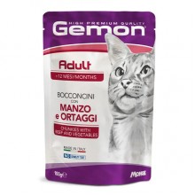 Влажный корм для котов Gemon Cat Wet Adult говядина с овощами 0,1 Кг