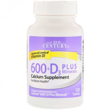Мультиминеральный комплекс 21st Century 600+D3 Plus Minerals 120 Tabs