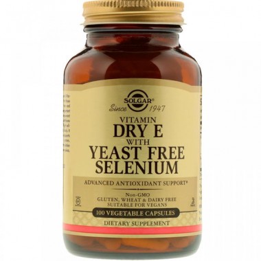 Витамин E Solgar Vitamin Dry E with Yeast Free Selenium 100 Veg Caps