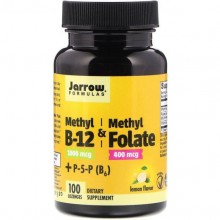 Витамин Б12 Jarrow Formulas Methyl B-12 & Methyl Folate 1000 mcg/400 mcg 100 Lozenges Lemon Flavor