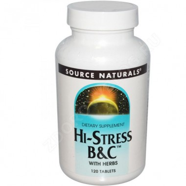 Комплекс для профилактики нервной системы Source Naturals Hi-Stress B&C 120 Tabs